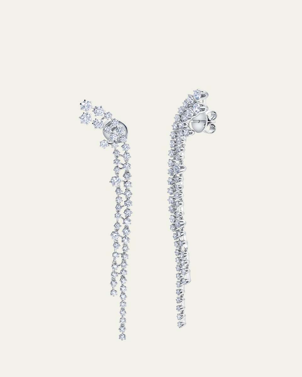 18K White Gold Floating Diamond Drop Earrings